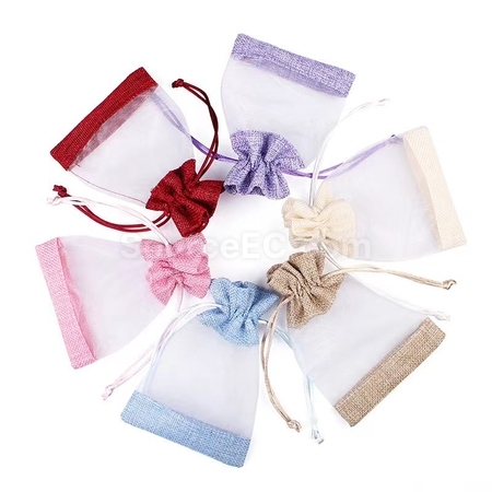 Customization Organza patchwork linen bundle pocket Corporate Gifts