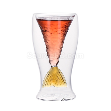 Customization Colorful mermaid double-layer glass cup Corporate Gifts