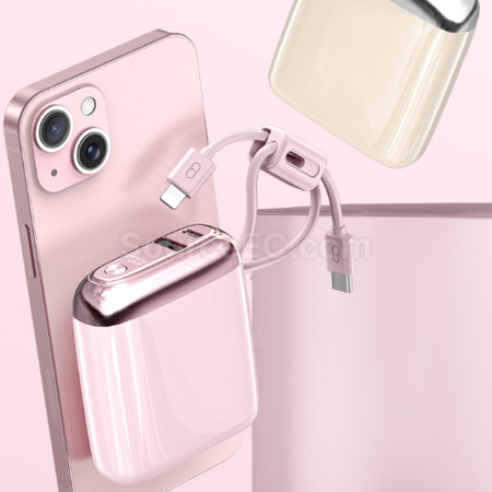 Customization Mini power bank with built-in fast charging cable Corporate Gifts