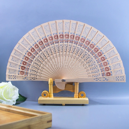 Customization Carved Fragrant Wood Folding Fan Corporate Gifts