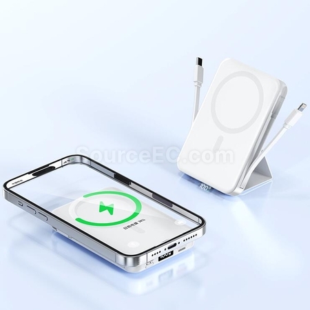 Customization Magnetic Wireless Charging Power Bank With Built-in Wire Corporate Gifts