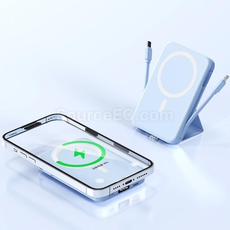 Customization Magnetic Wireless Charging Power Bank With Built-in Wire Corporate Gifts
