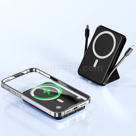 Customization Magnetic Wireless Charging Power Bank With Built-in Wire Corporate Gifts