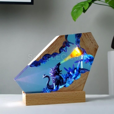 Customization Solid Wood Resin Night Light Art Ornaments Corporate Gifts