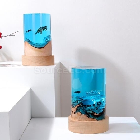 Customization Solid Wood Resin Night Light Art Ornaments Corporate Gifts