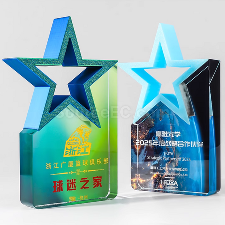 Colorful Five-Star Crystal Trophy