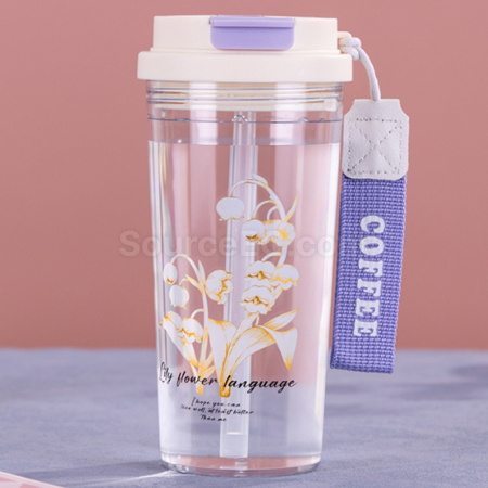Customization Portable Sports Double Drinking Straw Cup Corporate Gifts