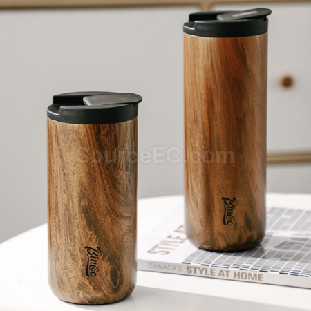 Customization Wood Grain Portable Thermos Cup Corporate Gifts
