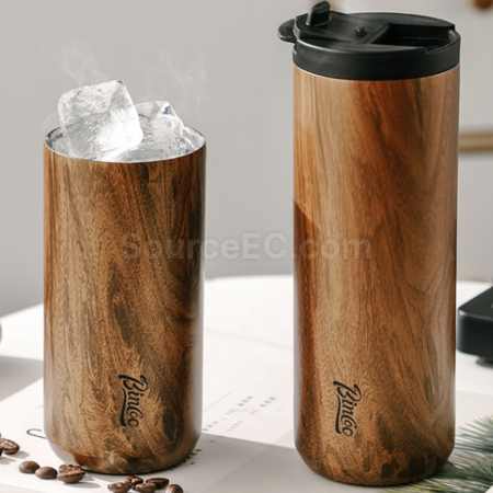 Wood Grain Portable Thermos Cup