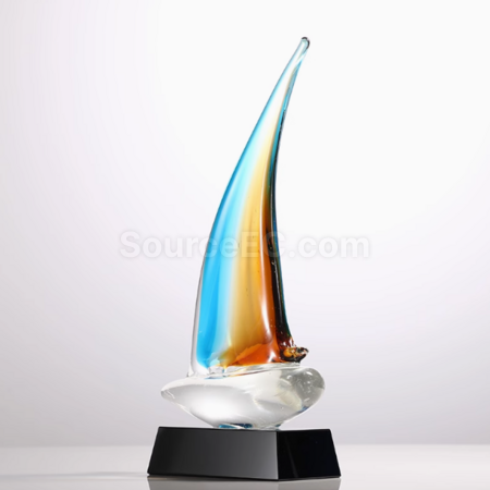 Customization Glass Sailboat Crystal Trophy Corporate Gifts