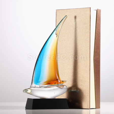 Customization Glass Sailboat Crystal Trophy Corporate Gifts