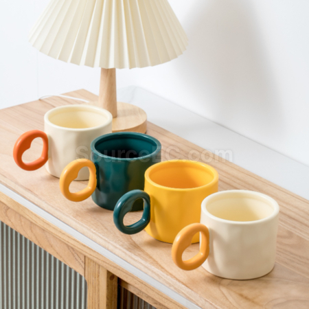 Customization Ceramic cup with a heart - shaped handle Corporate Gifts