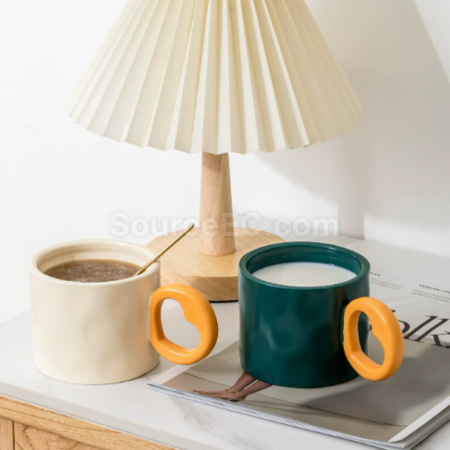 Customization Ceramic cup with a heart - shaped handle Corporate Gifts