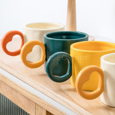 Customization Ceramic cup with a heart - shaped handle Corporate Gifts