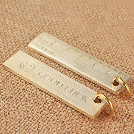 Customization Pure Brass 6cm Small Ruler Keychai Corporate Gifts