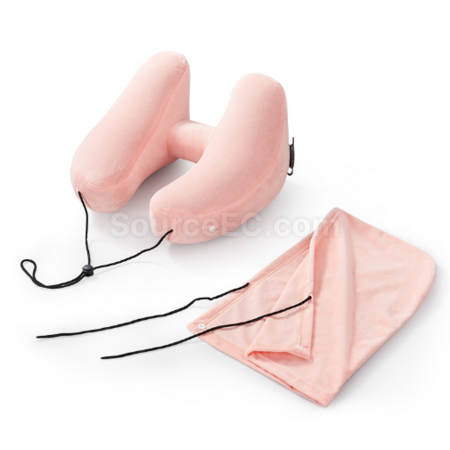 Customization U-shaped inflatable H-hooded neck pillow Corporate Gifts