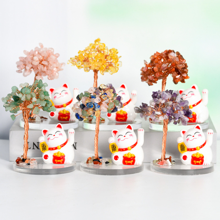 Customization Lucky Cat Crystal Tree Corporate Gifts