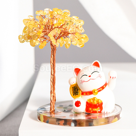 Customization Lucky Cat Crystal Tree Corporate Gifts