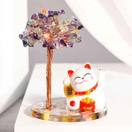 Customization Lucky Cat Crystal Tree Corporate Gifts
