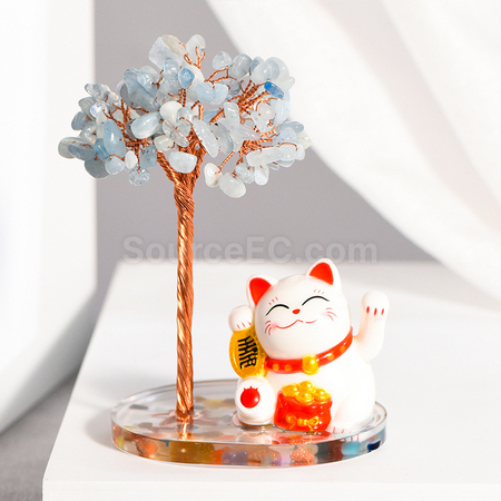 Customization Lucky Cat Crystal Tree Corporate Gifts