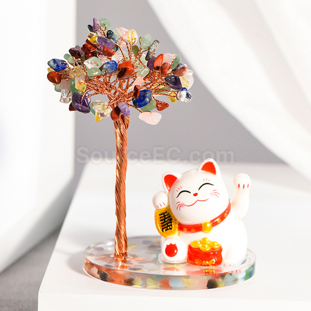 Customization Lucky Cat Crystal Tree Corporate Gifts