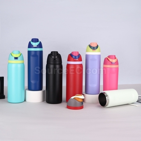 Customization 304 Stainless Steel Bounce Double Drink Large Capacity Portable Thermos Cup Corporate Gifts