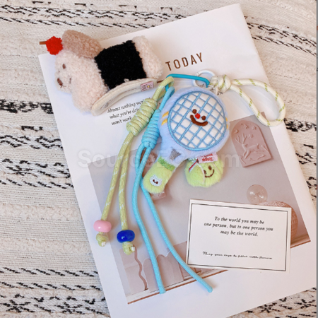 Customization Plush toy tennis racket keychain pendant Corporate Gifts