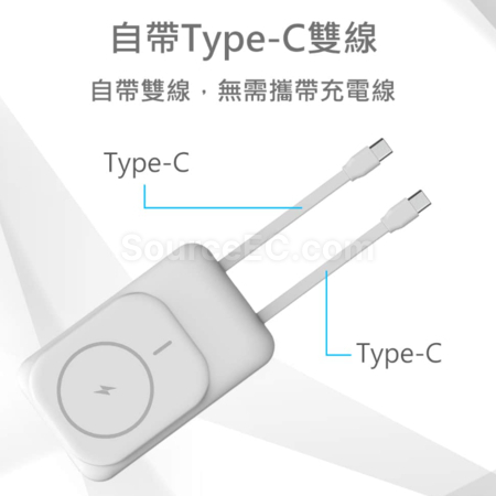 Customization Built-in Dual-Wire Digital Display Magnetic Wireless Flash Charging Power Bank (Dual Type-C, BSMI certificate) Corporate Gifts