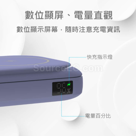 Customization Built-in Dual-Wire Digital Display Magnetic Wireless Flash Charging Power Bank (Dual Type-C, BSMI certificate) Corporate Gifts