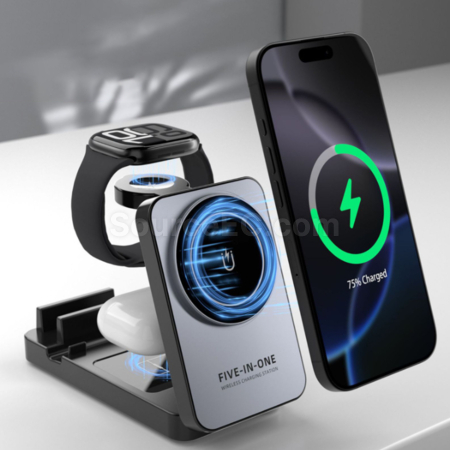 Customization Magnetic Wireless 5-in-1 Multifunctional Folding Phone Holder Corporate Gifts