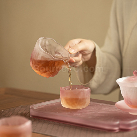 Customization Japanese Style gGazed Purple Frosted Tea Set Corporate Gifts