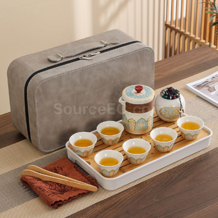 Customization Portable Travel Ceramic Tea Set Corporate Gifts