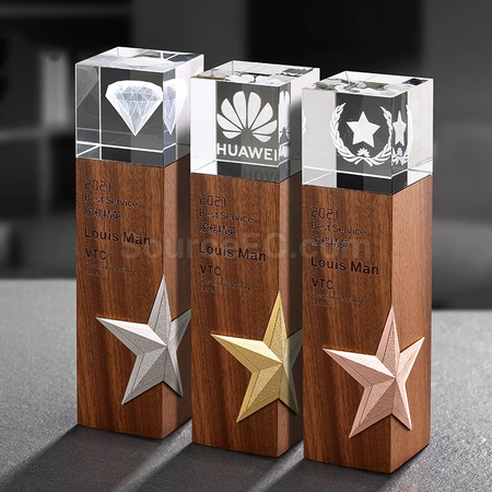 Customization Wooden Crystal Trophy Corporate Gifts