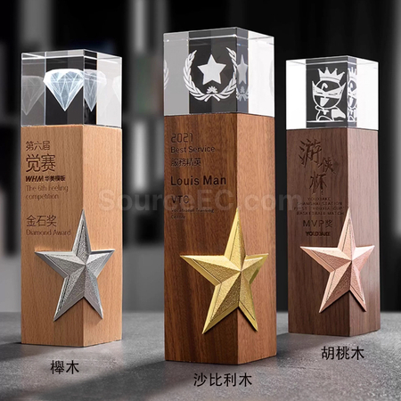 Customization Wooden Crystal Trophy Corporate Gifts