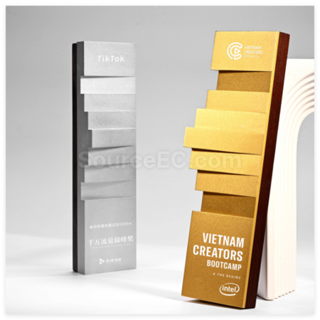 Step by Step Rising Trapezoidal Metal Trophy