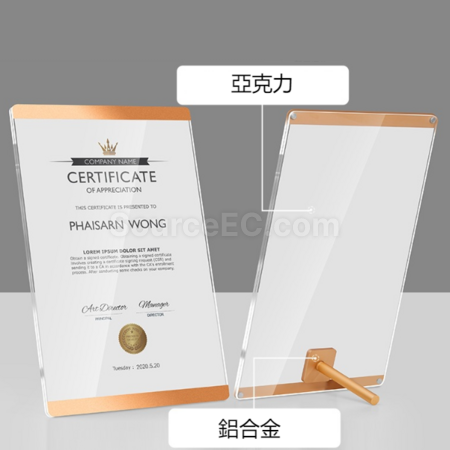 Customization Aluminum alloy bracket certificate photo frame Corporate Gifts
