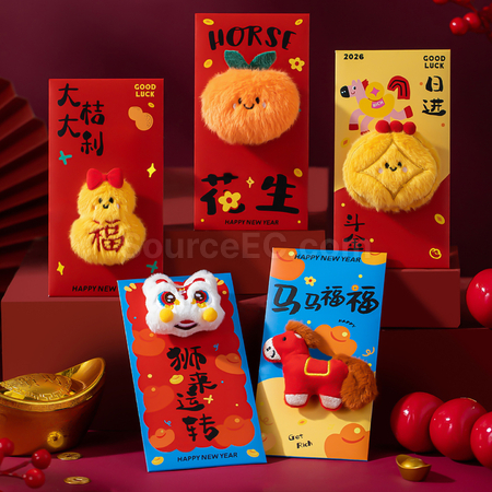 Customization 3D Embroidery Plush Doll Red Envelope Corporate Gifts