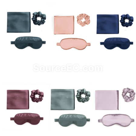 Customization Satin-like silk simulation three-piece set: eye mask, hair tie, pillowcase Corporate Gifts