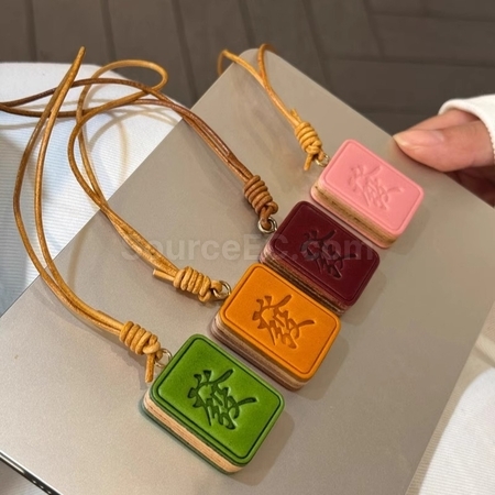 Customization Leather Mahjong Pendant Keychain Corporate Gifts