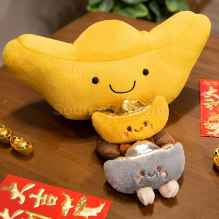 Customization Gold Ingot Plush Keychain Pendant Corporate Gifts