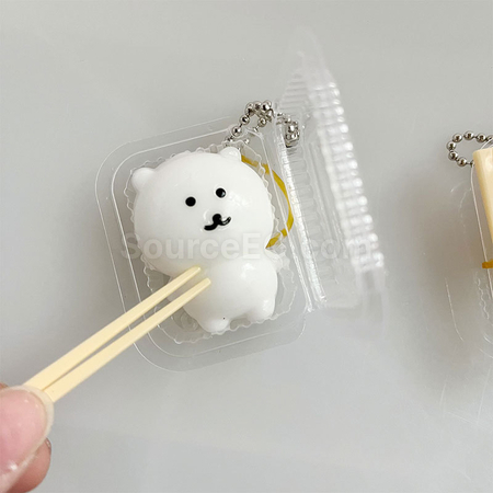 Customization Lunch Box Little Bear Squishy Keychain Stress Relief Toy Corporate Gifts