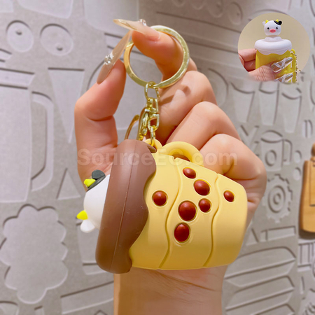 Customization Milk tea squeeze decompression toy keychain Corporate Gifts