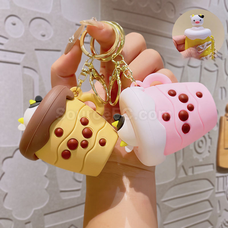 Customization Milk tea squeeze decompression toy keychain Corporate Gifts