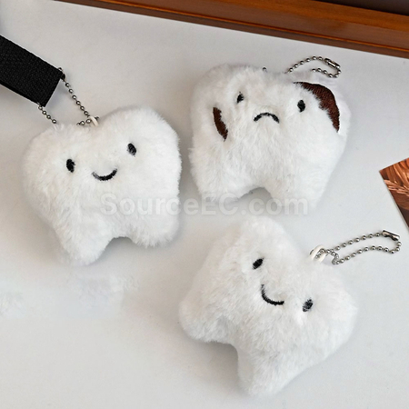 Customization Plush Tooth Pendant Keychain Corporate Gifts