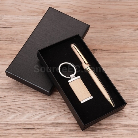 Customization Wood Key Chain Business Card Clip Pen Set Corporate Gifts