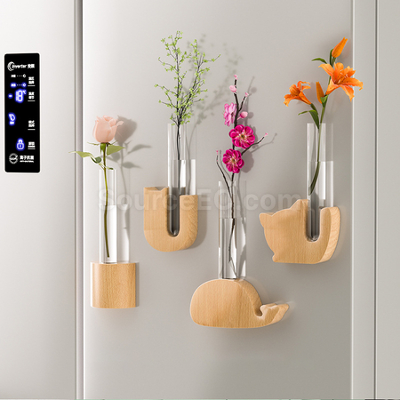 Customization Wooden Magnetic Fridge Vase Corporate Gifts