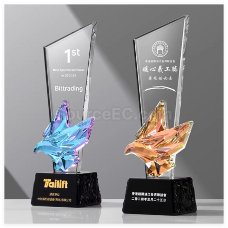 Customization Colorful Flying Dove Crystal Trophy Corporate Gifts