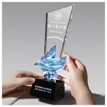 Customization Colorful Flying Dove Crystal Trophy Corporate Gifts