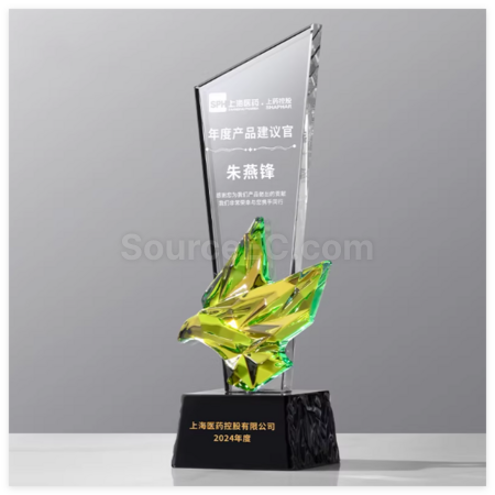 Customization Colorful Flying Dove Crystal Trophy Corporate Gifts