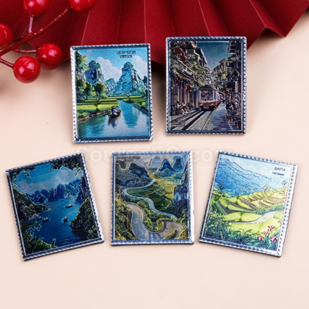 Customization Customized aluminum foil scenic refrigerator magnets Corporate Gifts
